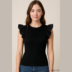 Philosophy Black Ruffled Tank Top Sweater Small